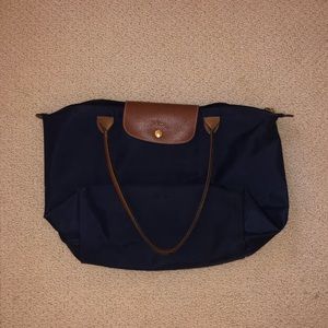 Longchamp medium size navy tote bag